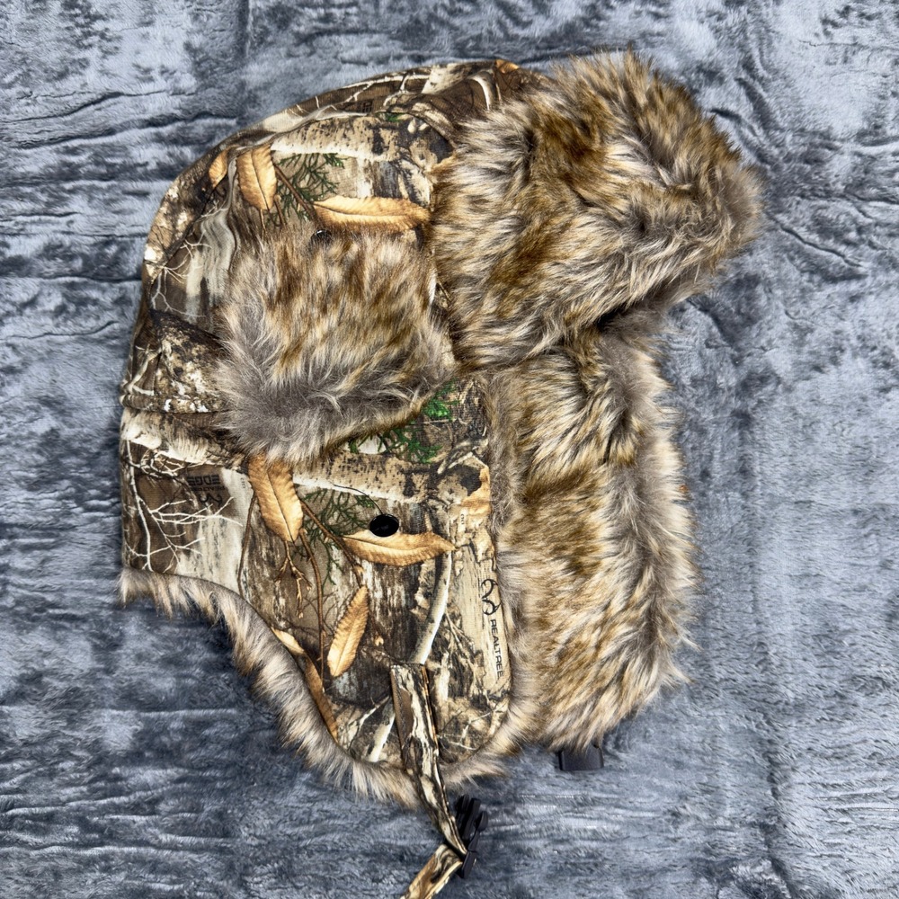HOT SHOT Camo Trapper Hat/Faux‎ Fur Trim Winter Ushanka Cold Weather Ear Flaps